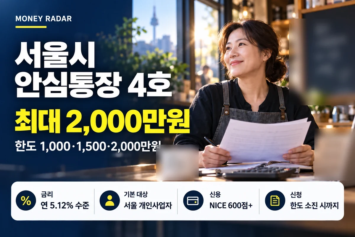 서울시 안심통장 4호 최대 2000만원｜내 한도 1000·1500·2000만원 기준
