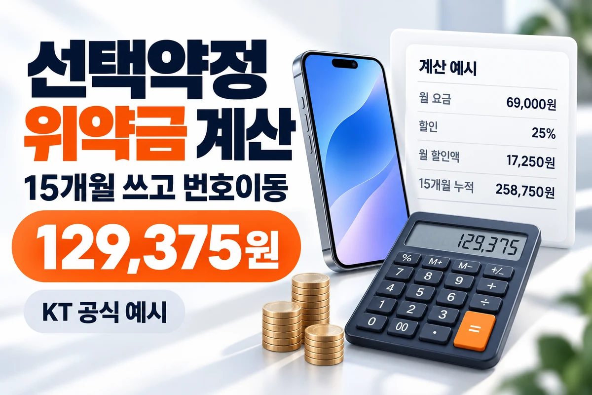 선택약정 위약금 계산｜15개월 쓰고 번호이동하면 얼마?